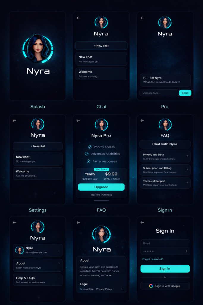 Nyra AI Assistant app (subscription-ready)